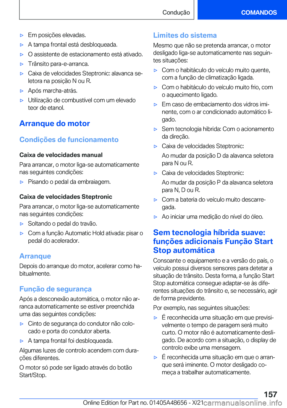BMW 3 SERIES 2022  Manual do condutor (in Portuguese) x�E�m��p�o�s�i�