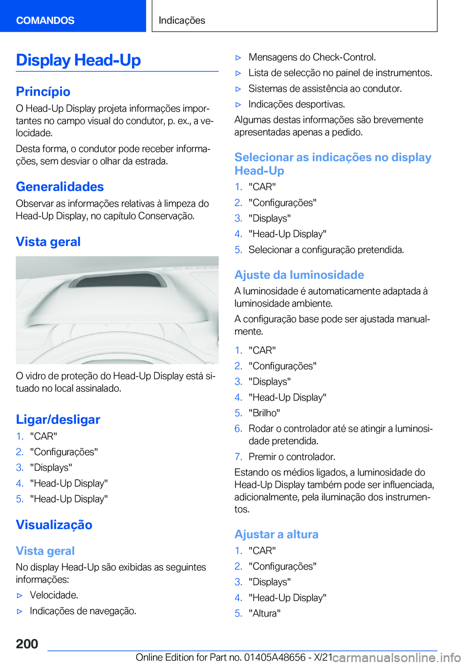 BMW 3 SERIES 2022  Manual do condutor (in Portuguese) �D�i�s�p�l�a�y��H�e�a�d�-�U�p
�P�r�i�n�c�