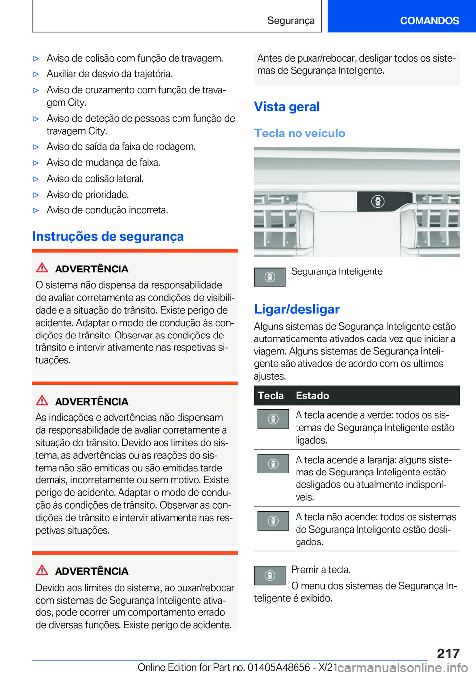 BMW 3 SERIES 2022  Manual do condutor (in Portuguese) x�A�v�i�s�o��d�e��c�o�l�i�s�ã�o��c�o�m��f�u�n�