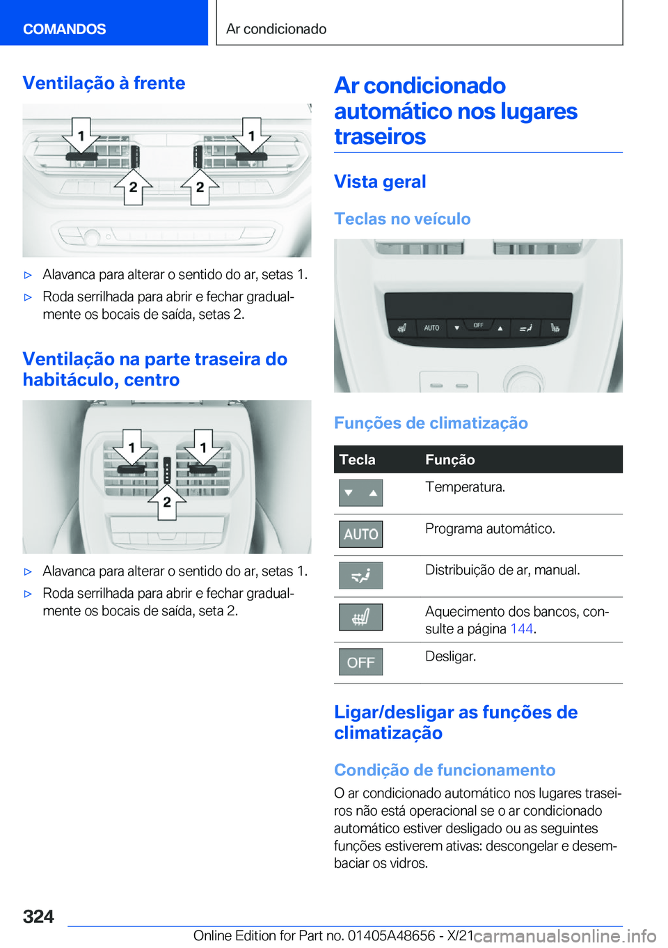 BMW 3 SERIES 2022  Manual do condutor (in Portuguese) �V�e�n�t�i�l�a�