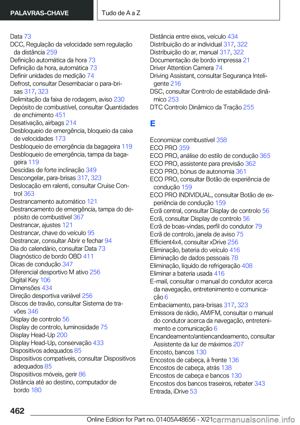 BMW 3 SERIES 2022  Manual do condutor (in Portuguese) �D�a�t�a��7�3�
�D�C�C�,��R�e�g�u�l�a�