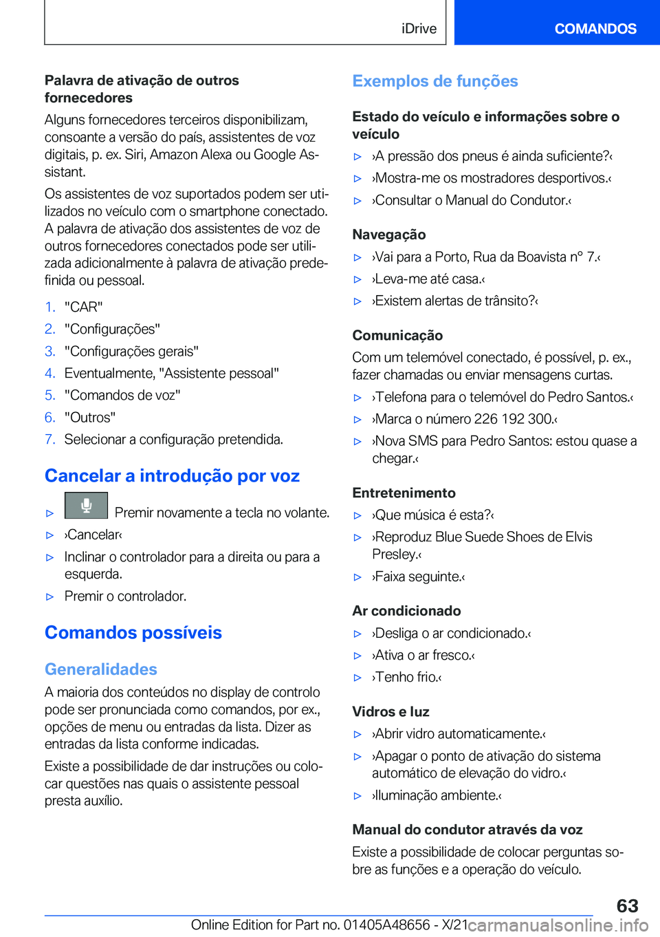 BMW 3 SERIES 2022  Manual do condutor (in Portuguese) �P�a�l�a�v�r�a��d�e��a�t�i�v�a�