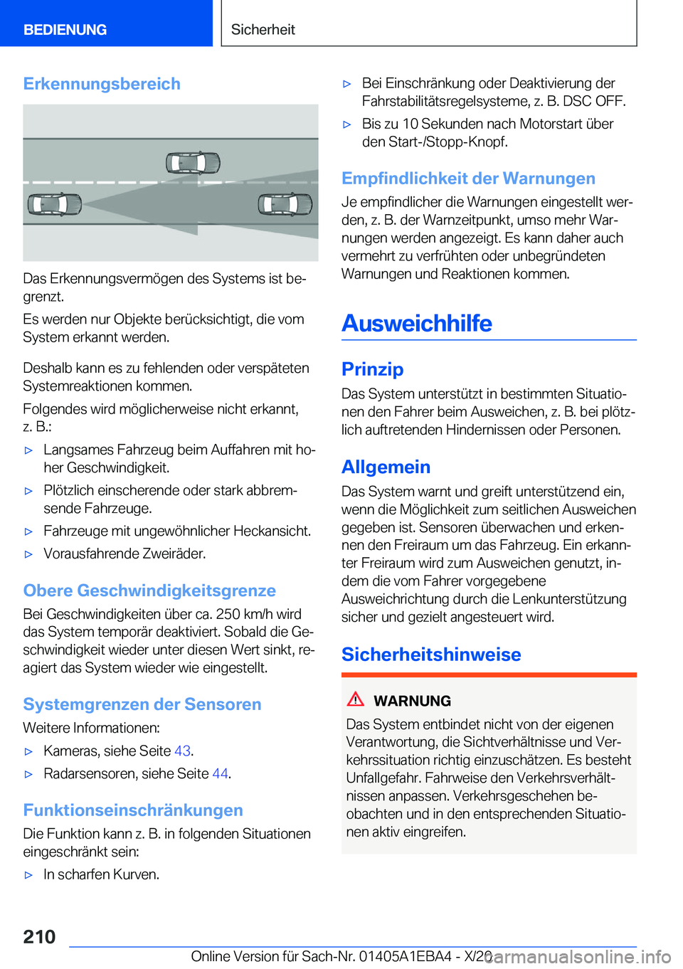 BMW 3 SERIES 2021  Betriebsanleitungen (in German) �E�r�k�e�n�n�u�n�g�s�b�e�r�e�i�c�h
�D�a�s��E�r�k�e�n�n�u�n�g�s�v�e�r�m�