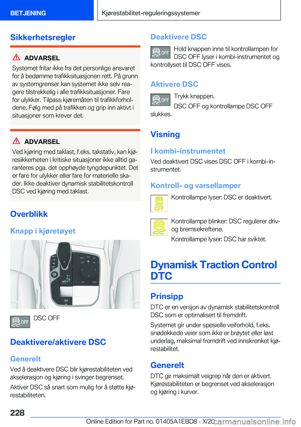BMW 3 SERIES 2021  InstruksjonsbØker (in Norwegian) �S�i�k�k�e�r�h�e�t�s�r�e�g�l�e�r
�A�D�V�A�R�S�E�L
�S�y�s�t�e�m�e�t��f�r�i�t�a�r��i�k�k�e��f�r�a��d�e�t��p�e�r�s�o�n�l�i�g�e��a�n�s�v�a�r�e�t
�f�o�r��å��b�e�d�