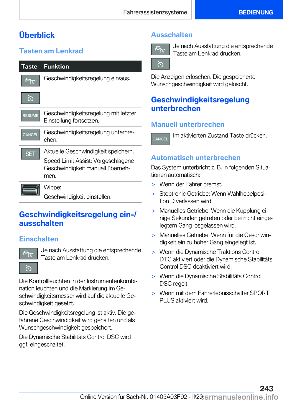 BMW 3 SERIES 2020  Betriebsanleitungen (in German) �