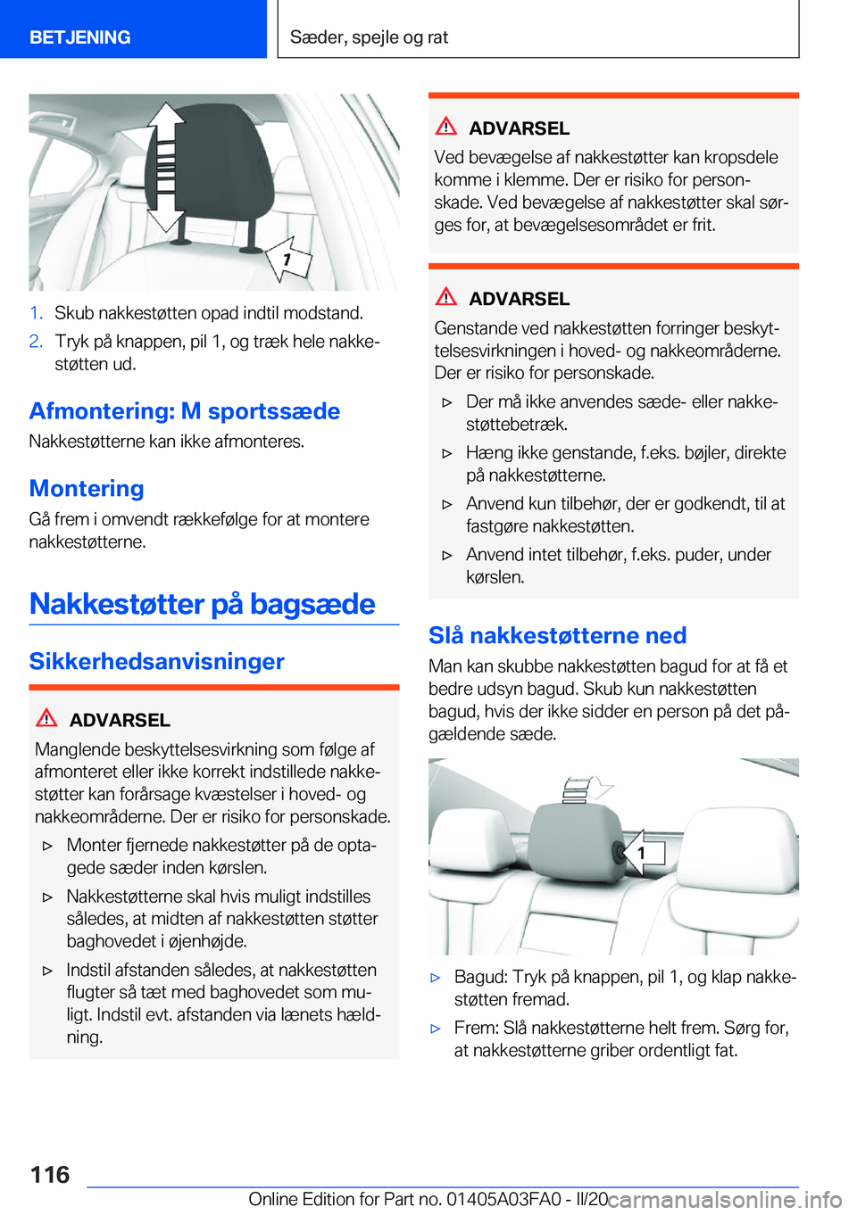 BMW 3 SERIES 2020  InstruktionsbØger (in Danish) �1�.�S�k�u�b��n�a�k�k�e�s�t�