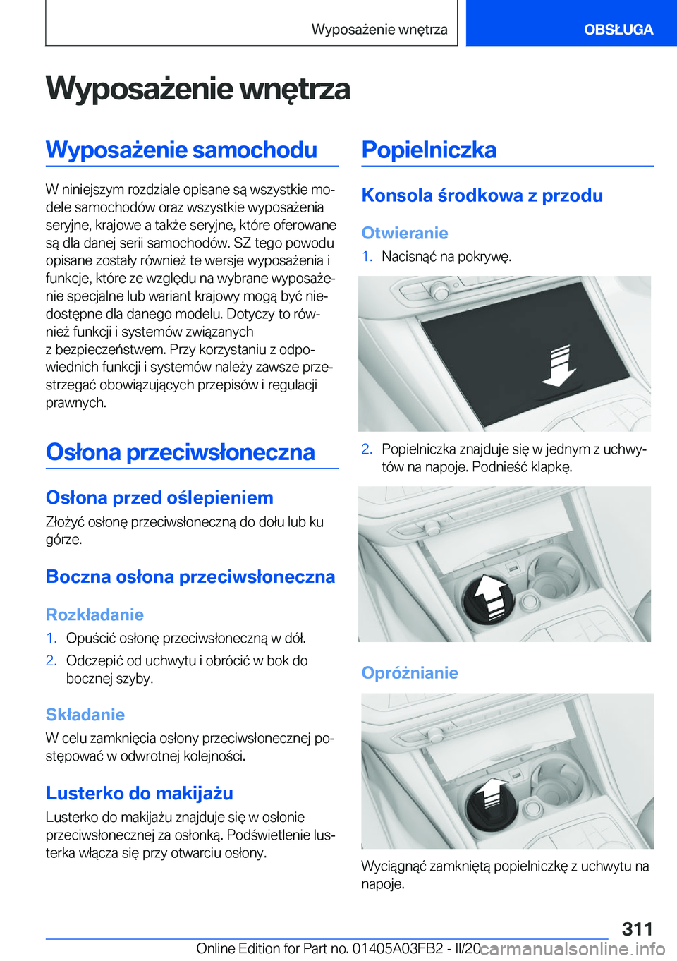 BMW 3 SERIES 2020  Instrukcja obsługi (in Polish) �W�y�p�o�s�a9�e�n�i�e��w�n�
