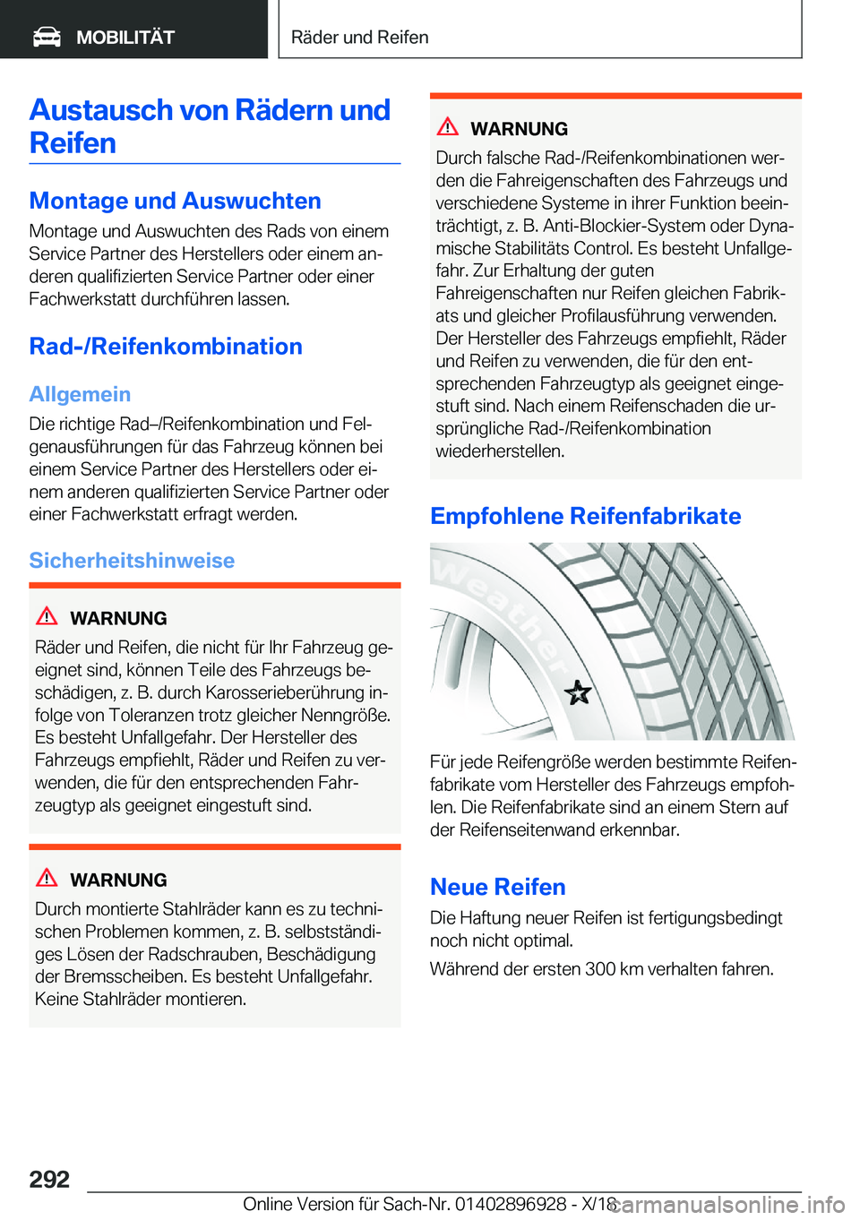 BMW 3 SERIES 2019  Betriebsanleitungen (in German) �A�u�s�t�a�u�s�c�h��v�o�n��R�