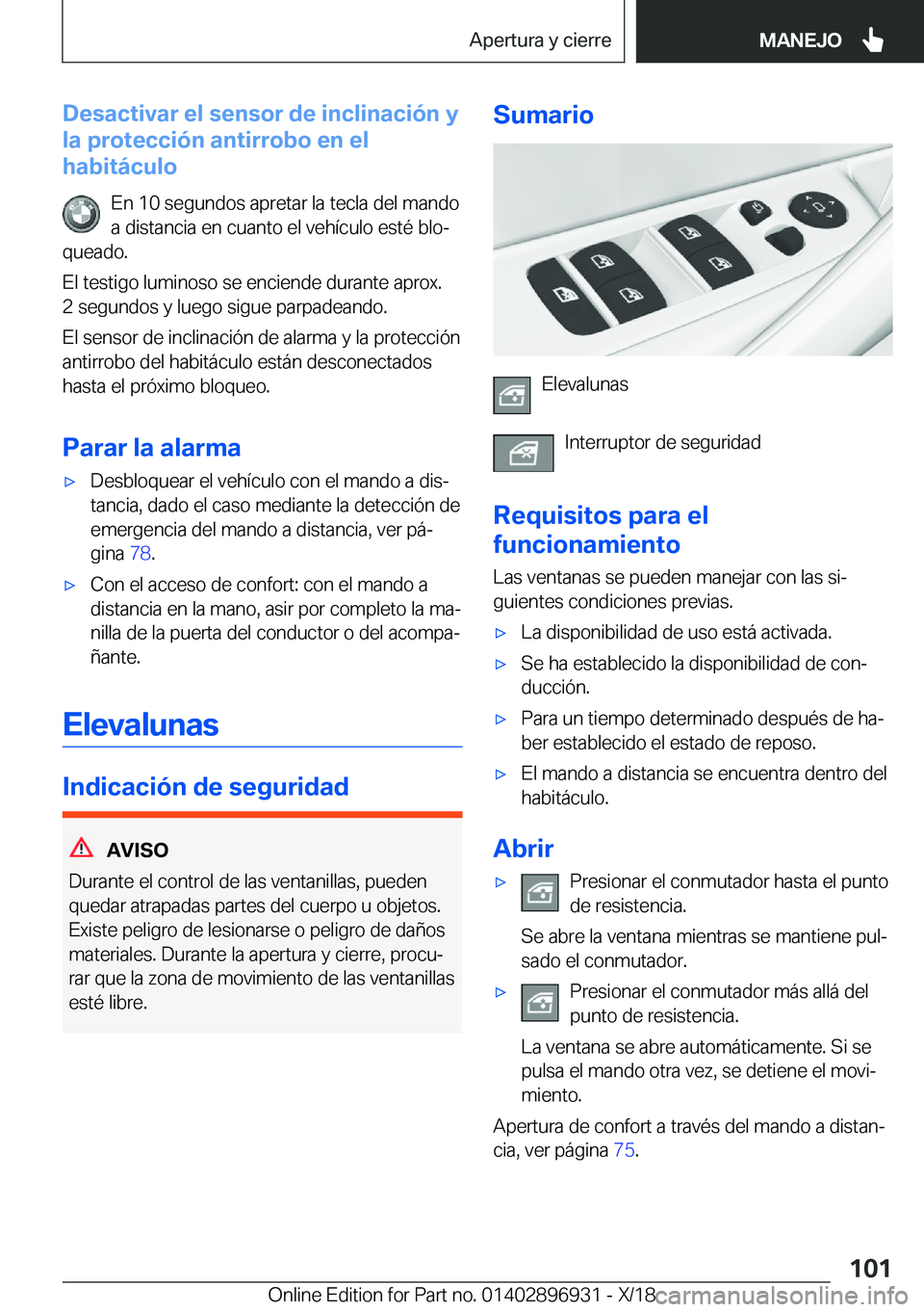 BMW 3 SERIES 2019  Manuales de Empleo (in Spanish) �D�e�s�a�c�t�i�v�a�r��e�l��s�e�n�s�o�r��d�e��i�n�c�l�i�n�a�c�i�