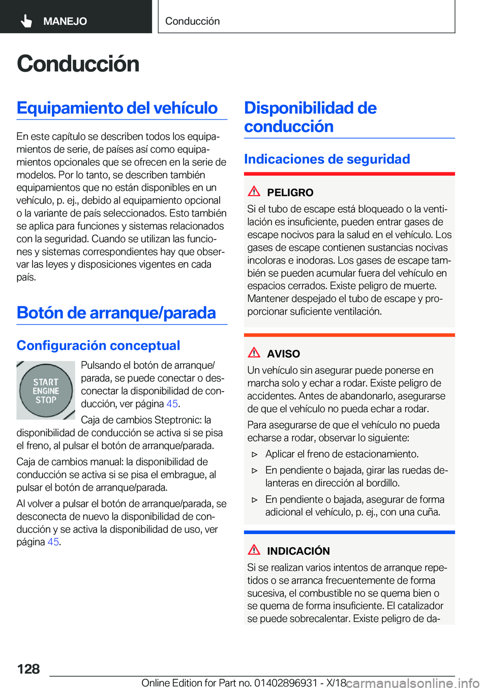 BMW 3 SERIES 2019  Manuales de Empleo (in Spanish) �C�o�n�d�u�c�c�i�