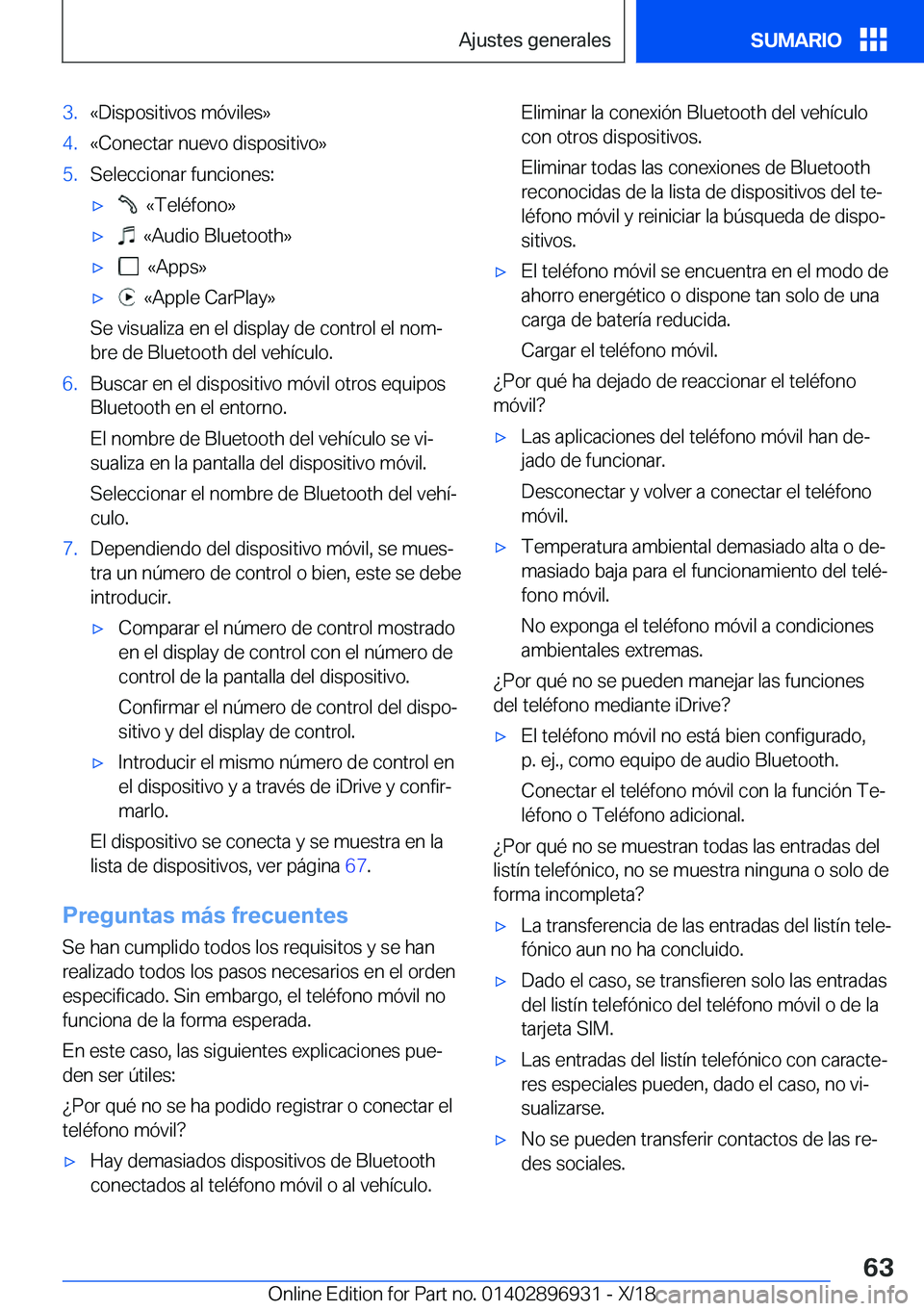 BMW 3 SERIES 2019  Manuales de Empleo (in Spanish) �3�.�«�D�i�s�p�o�s�i�t�i�v�o�s��m�