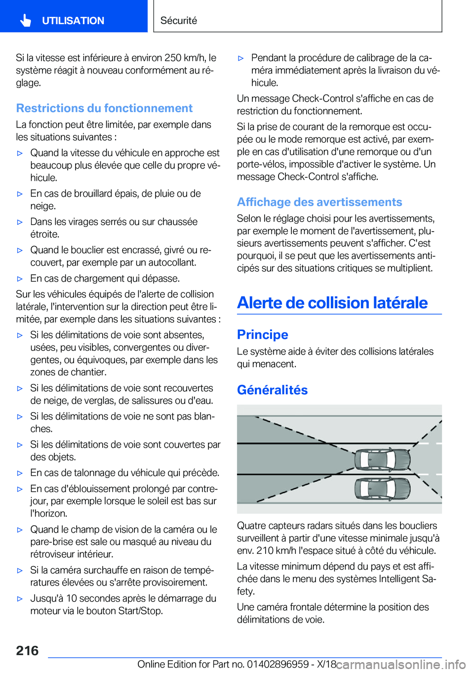 BMW 3 SERIES 2019  Notices Demploi (in French) �S�i��l�a��v�i�t�e�s�s�e��e�s�t��i�n�f�é�r�i�e�u�r�e��