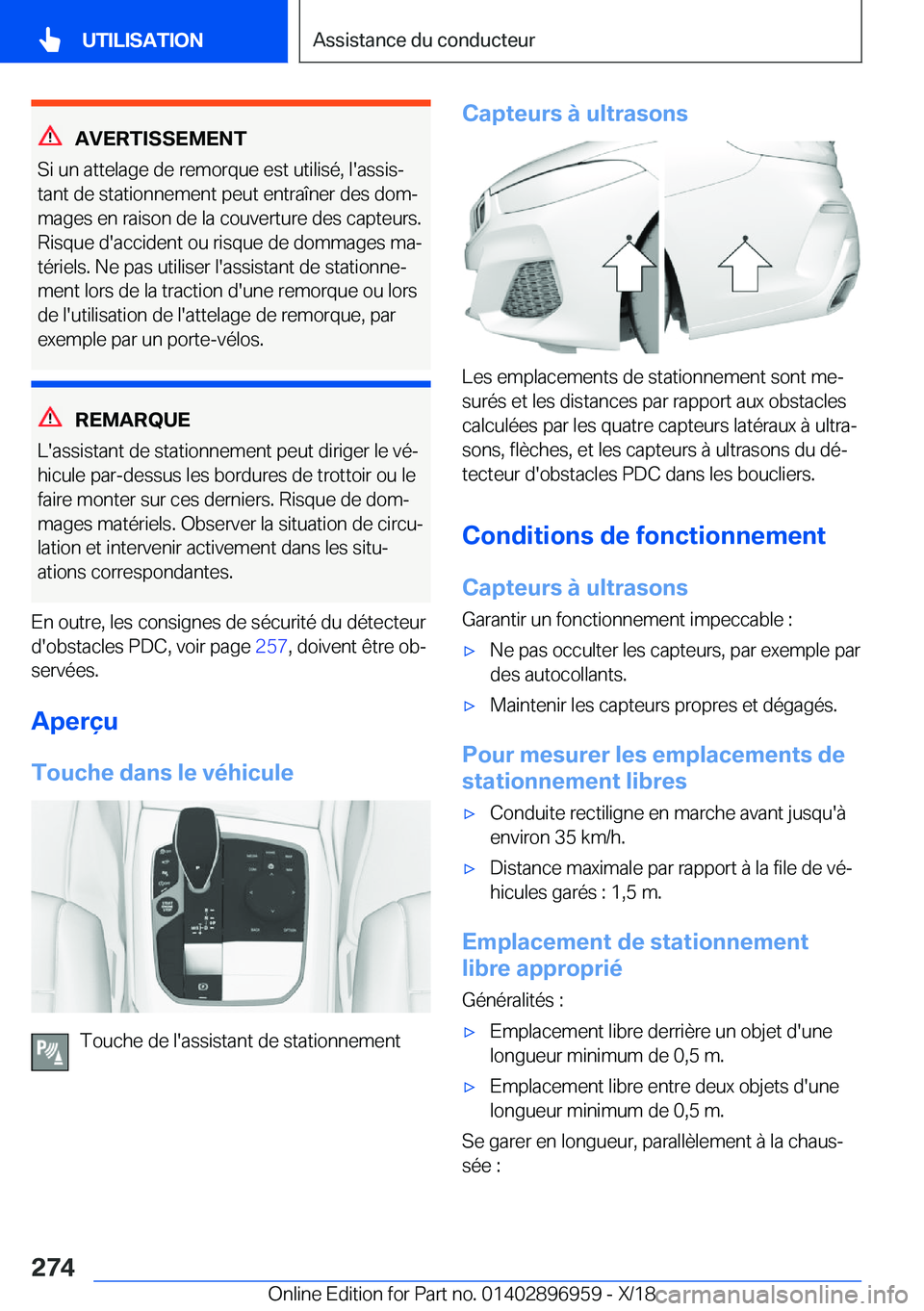 BMW 3 SERIES 2019  Notices Demploi (in French) �A�V�E�R�T�I�S�S�E�M�E�N�T
�S�i��u�n��a�t�t�e�l�a�g�e��d�e��r�e�m�o�r�q�u�e��e�s�t��u�t�i�l�i�s�é�,��l�'�a�s�s�i�sj
�t�a�n�t��d�e��s�t�a�t�i�o�n�n�e�m�e�n�t��p�e�u�t��e�n�t�r�a�