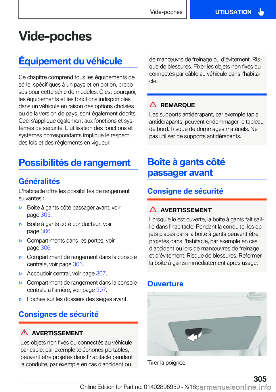 BMW 3 SERIES 2019  Notices Demploi (in French) �V�i�d�e�-�p�o�c�h�e�s�