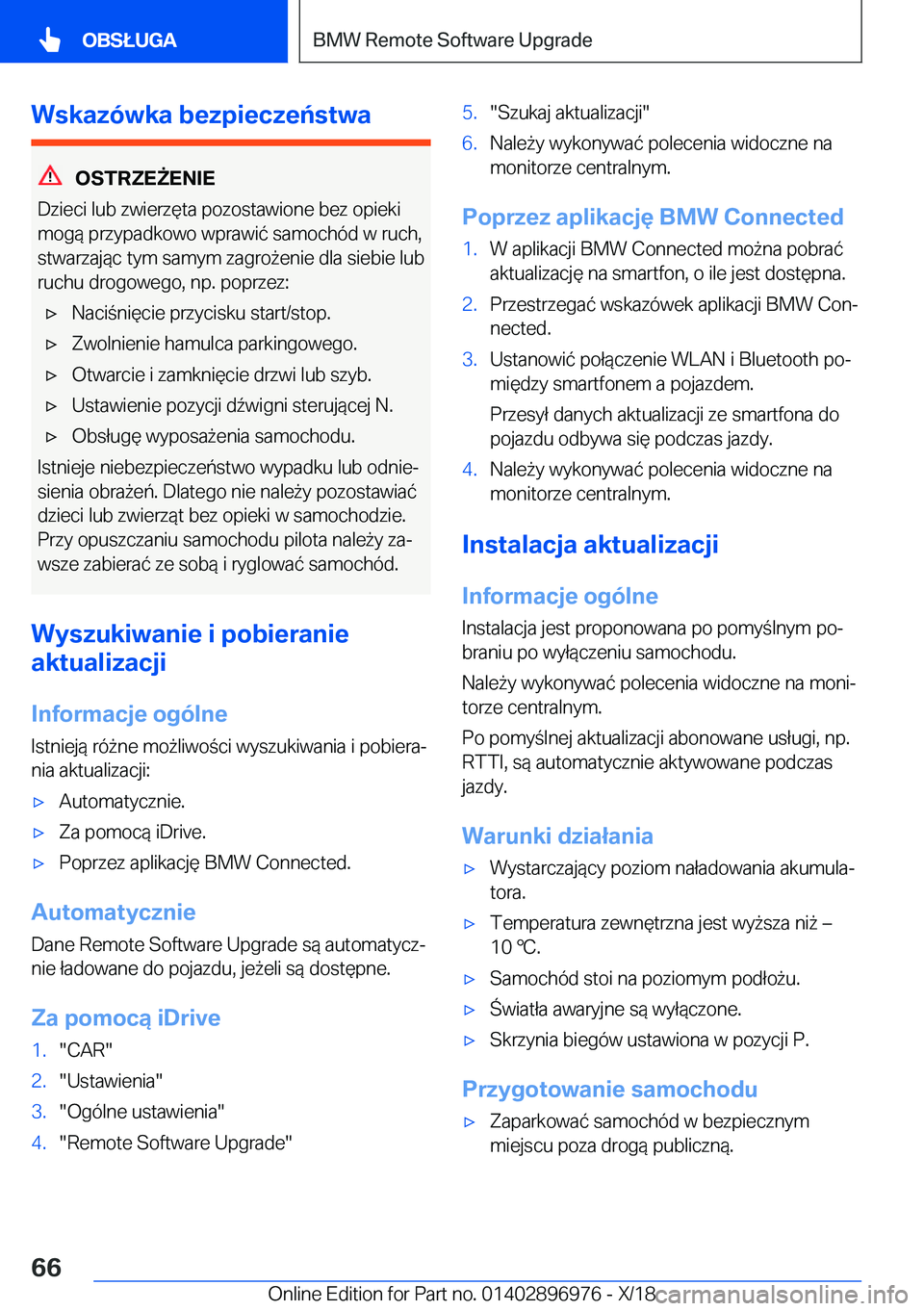 BMW 3 SERIES 2019  Instrukcja obsługi (in Polish) �W�s�k�a�z�