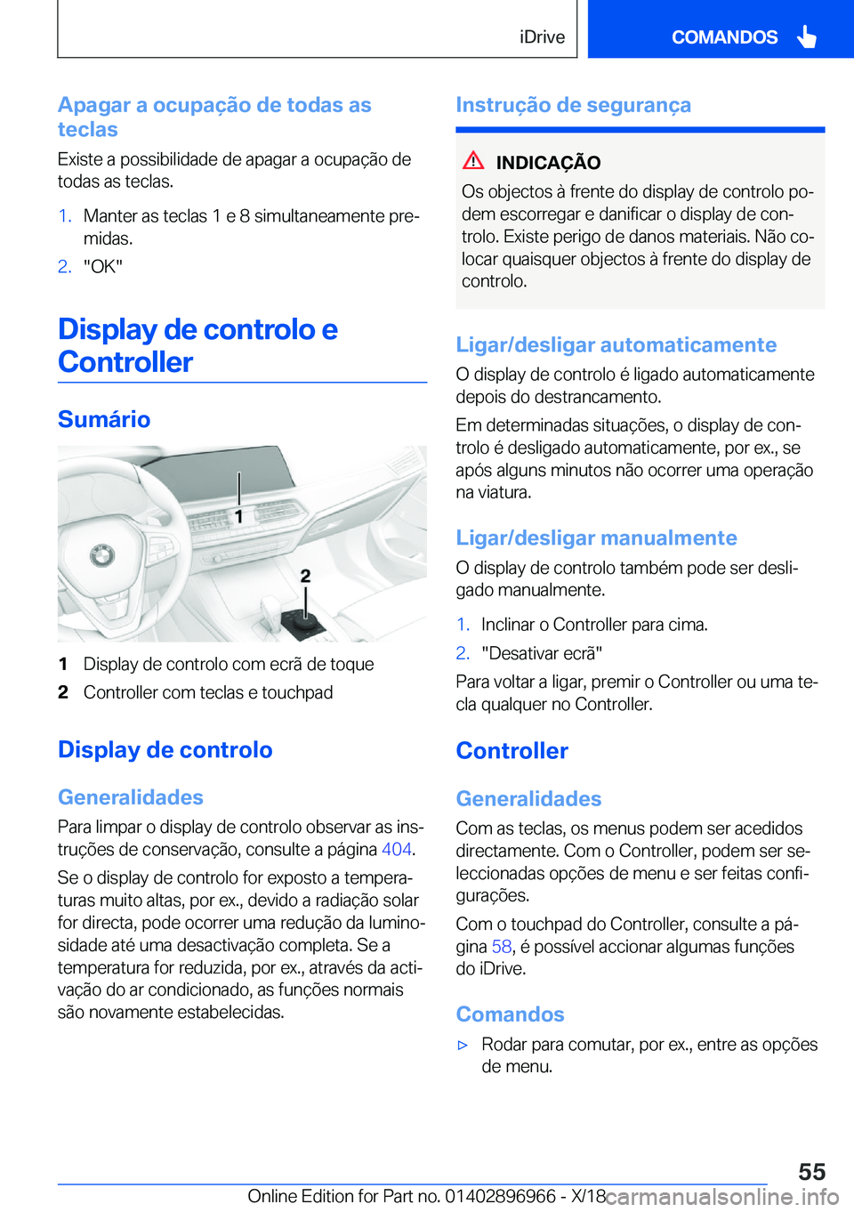 BMW 3 SERIES 2019  Manual do condutor (in Portuguese) �A�p�a�g�a�r��a��o�c�u�p�a�