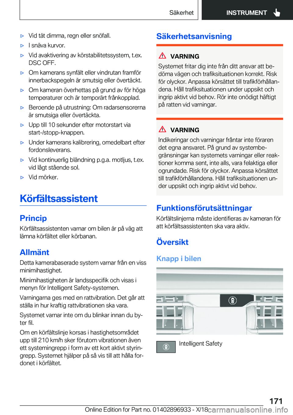 BMW 3 SERIES 2019  InstruktionsbÖcker (in Swedish) x�V�i�d��t�ä�t��d�i�m�m�a�,��r�e�g�n��e�l�l�e�r��s�n�