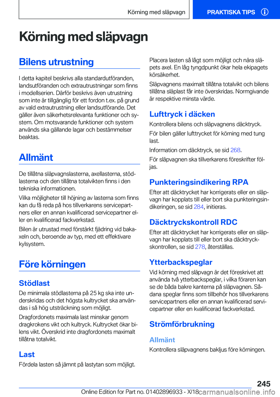 BMW 3 SERIES 2019  InstruktionsbÖcker (in Swedish) �K�