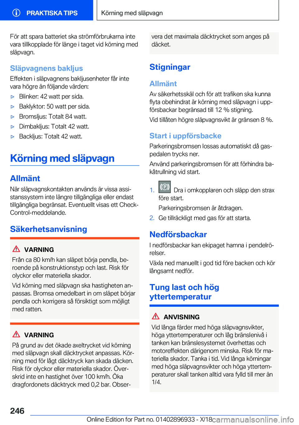 BMW 3 SERIES 2019  InstruktionsbÖcker (in Swedish) �F�