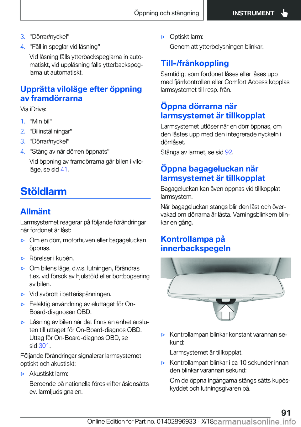 BMW 3 SERIES 2019  InstruktionsbÖcker (in Swedish) �3�.��D�