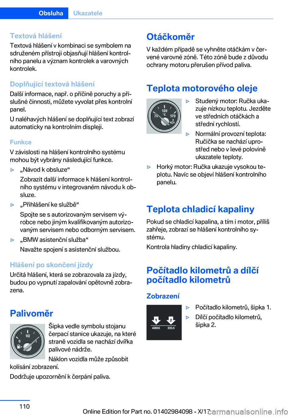BMW 3 SERIES 2018  Návod na použití (in Czech) �T�e�x�t�o�v�