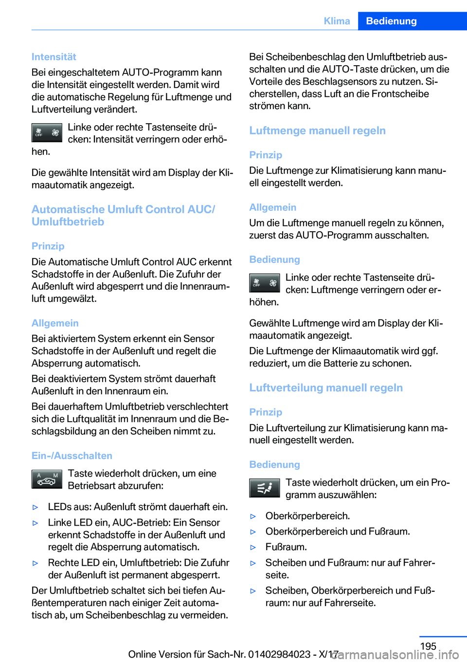 BMW 3 SERIES 2018  Betriebsanleitungen (in German) �I�n�t�e�n�s�i�t�