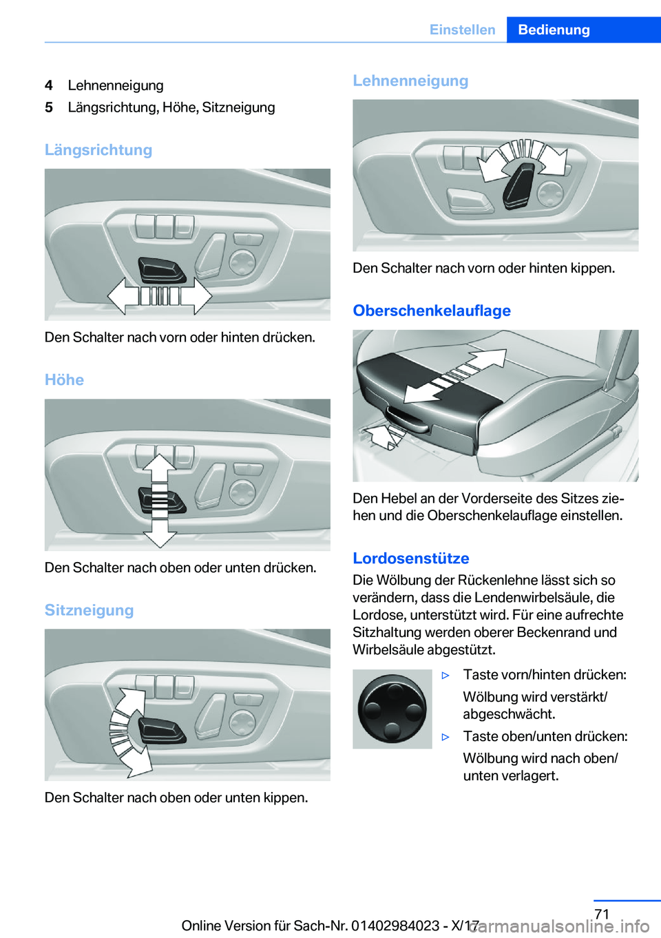 BMW 3 SERIES 2018  Betriebsanleitungen (in German) �4�L�e�h�n�e�n�n�e�i�g�u�n�g�5�L�