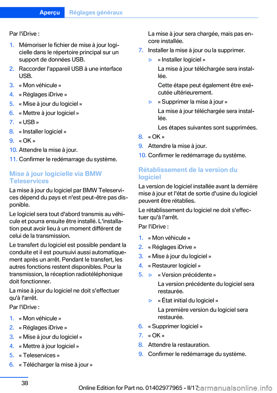 BMW 3 SERIES 2017  Notices Demploi (in French) �P�a�r� �l�'�i�D�r�i�v�e� �:�1�.�M�é�m�o�r�i�s�e�r� �l�e� �f�i�c�h�i�e�r� �d�e� �m�i�s�e� �