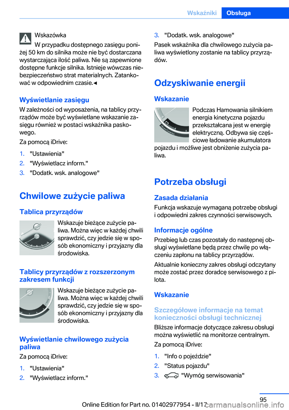 BMW 3 SERIES 2017  Instrukcja obsługi (in Polish) �W�s�k�a�z�