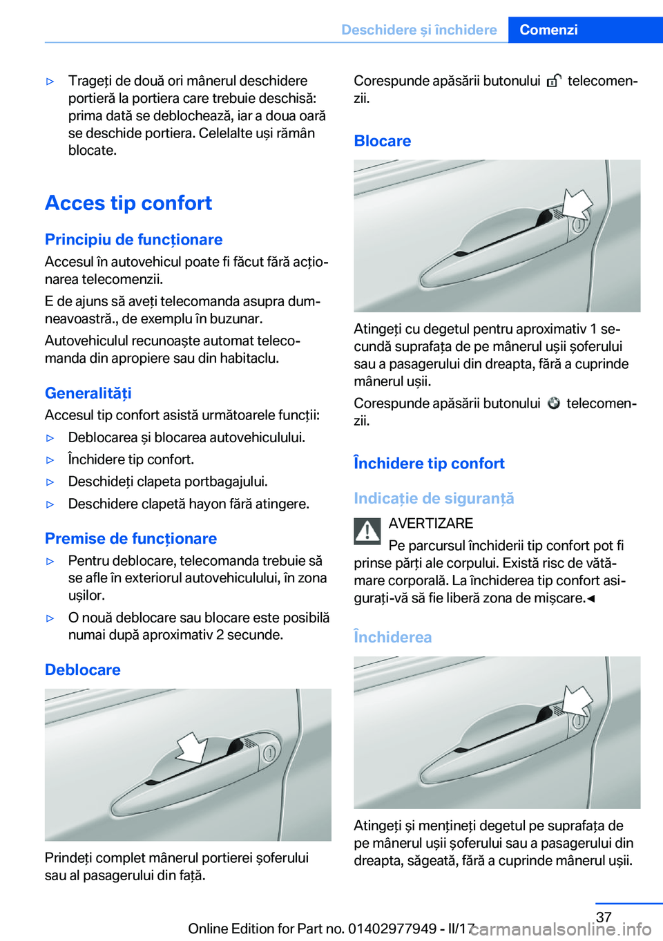 BMW 3 SERIES 2017  Ghiduri De Utilizare (in Romanian) 'y�T�r�a�g�e *�i� �d�e� �d�o�u�