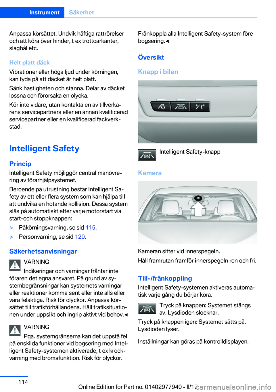 BMW 3 SERIES 2017  InstruktionsbÖcker (in Swedish) �A�n�p�a�s�s�a� �k�