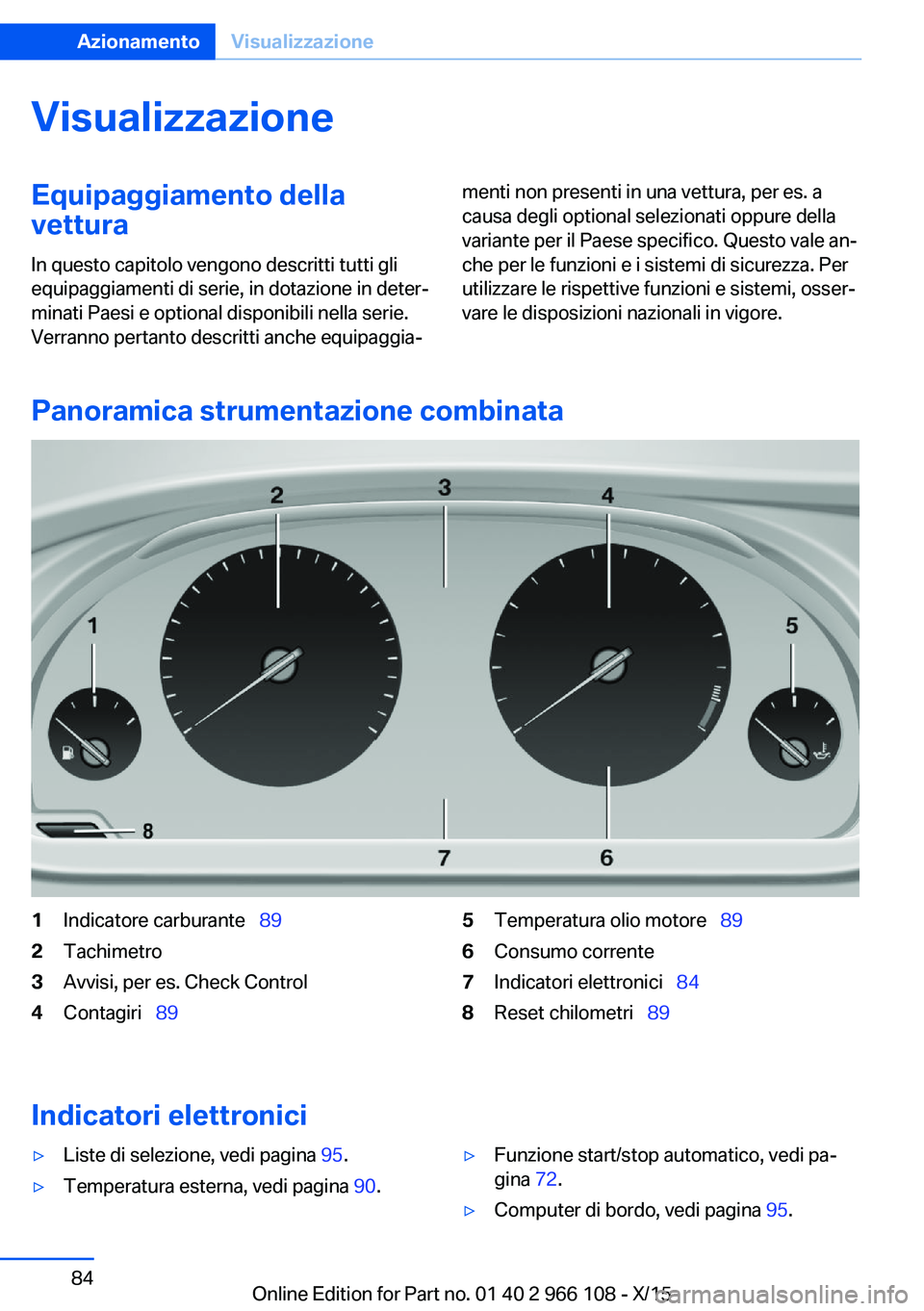 BMW 3 SERIES 2016 Libretti Di Uso E manutenzione (in Italian) VisualizzazioneEquipaggiamento della
vettura
In questo capitolo vengono descritti tutti gli
equipaggiamenti di serie, in dotazione in deter‐
minati Paesi e optional disponibili nella serie.
Verranno BMW 3 SERIES 2016 Libretti Di Uso E manutenzione (in Italian) VisualizzazioneEquipaggiamento della
vettura
In questo capitolo vengono descritti tutti gli
equipaggiamenti di serie, in dotazione in deter‐
minati Paesi e optional disponibili nella serie.
Verranno