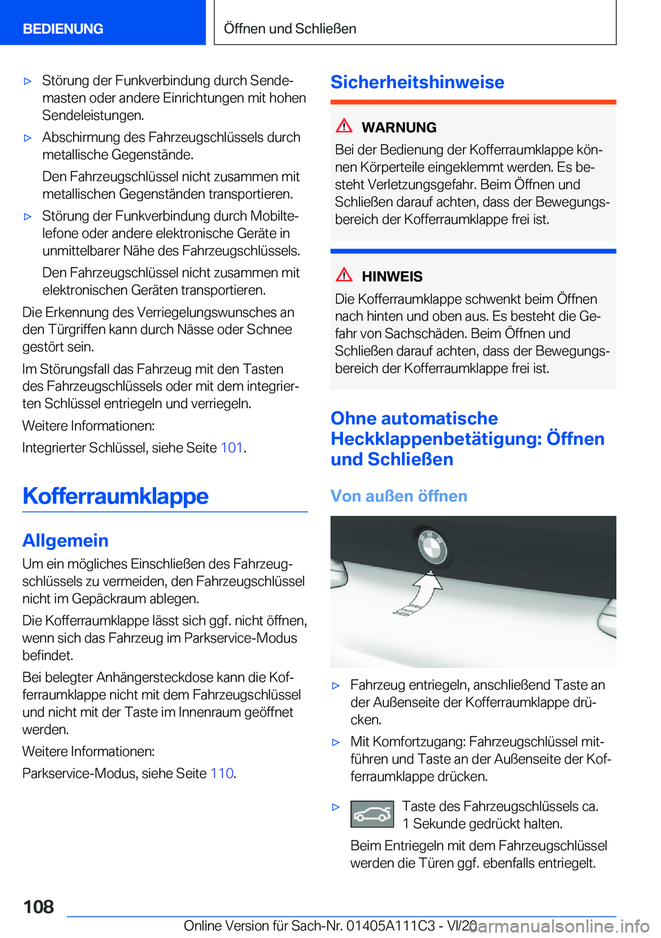 BMW 3 SERIES SEDAN PLUG-IN HYBRID 2021  Betriebsanleitungen (in German) 'x�S�t�