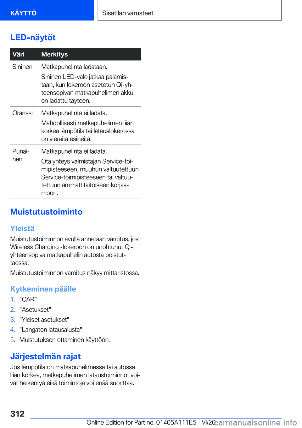 BMW 3 SERIES SEDAN PLUG-IN HYBRID 2021  Omistajan Käsikirja (in Finnish) �L�E�D�-�n�