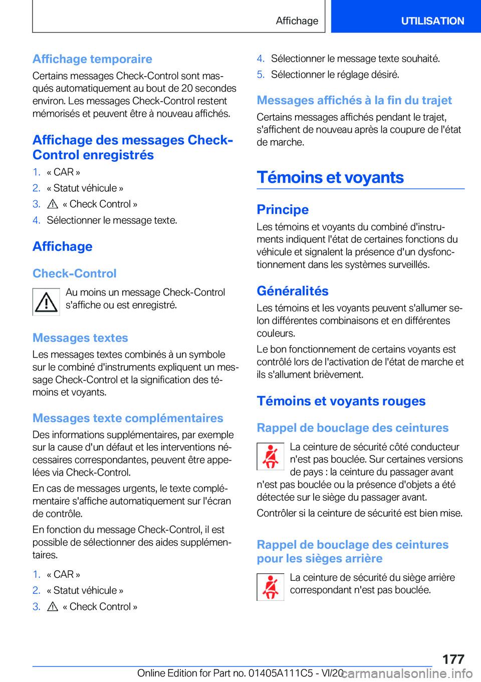 BMW 3 SERIES SEDAN PLUG-IN HYBRID 2021  Notices Demploi (in French) �A�f�f�i�c�h�a�g�e��t�e�m�p�o�r�a�i�r�e
�C�e�r�t�a�i�n�s��m�e�s�s�a�g�e�s��C�h�e�c�k�-�C�o�n�t�r�o�l��s�o�n�t��m�a�sj
�q�u�é�s��a�u�t�o�m�a�t�i�q�u�e�m�e�n�t��a�u��b�o�u�t��d�e��2�0��s�e�