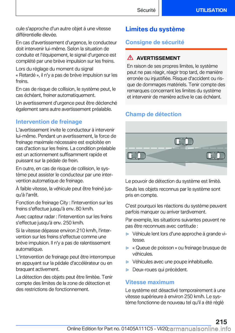BMW 3 SERIES SEDAN PLUG-IN HYBRID 2021  Notices Demploi (in French) �c�u�l�e��s�'�a�p�p�r�o�c�h�e��d�'�u�n��a�u�t�r�e��o�b�j�e�t��