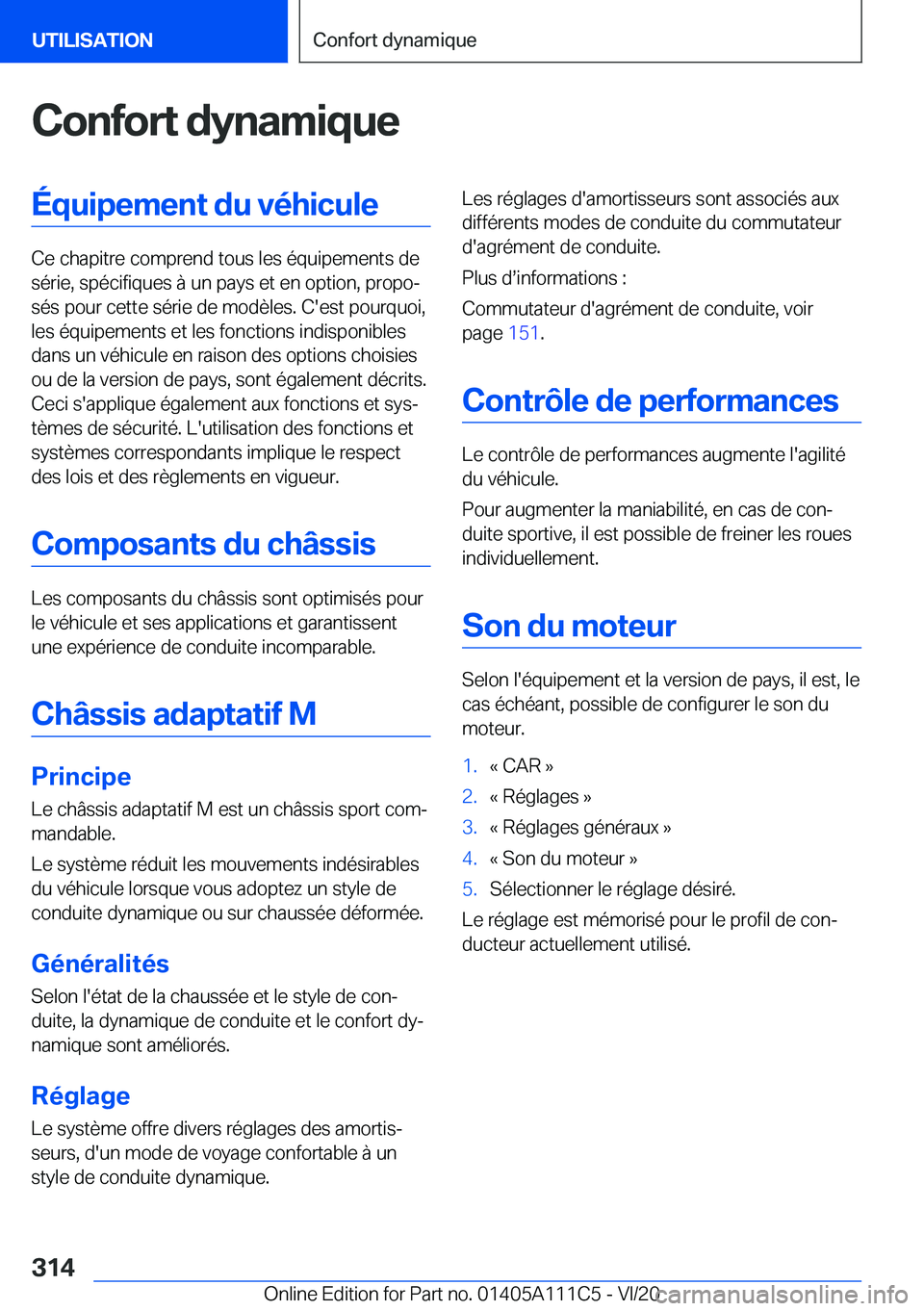 BMW 3 SERIES SEDAN PLUG-IN HYBRID 2021  Notices Demploi (in French) �C�o�n�f�o�r�t��d�y�n�a�m�i�q�u�e�