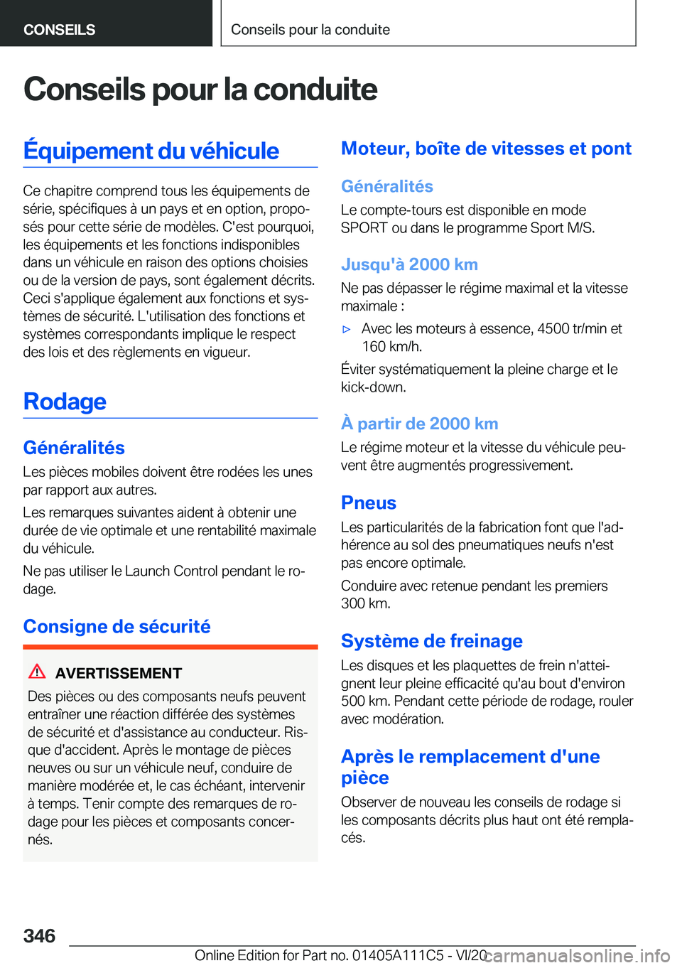 BMW 3 SERIES SEDAN PLUG-IN HYBRID 2021  Notices Demploi (in French) �C�o�n�s�e�i�l�s��p�o�u�r��l�a��c�o�n�d�u�i�t�e�