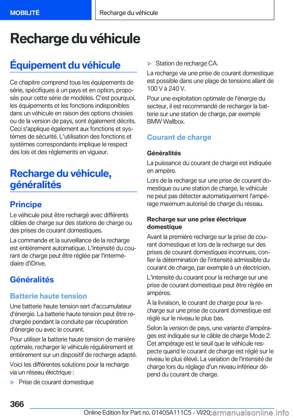 BMW 3 SERIES SEDAN PLUG-IN HYBRID 2021  Notices Demploi (in French) �R�e�c�h�a�r�g�e��d�u��v�é�h�i�c�u�l�e�