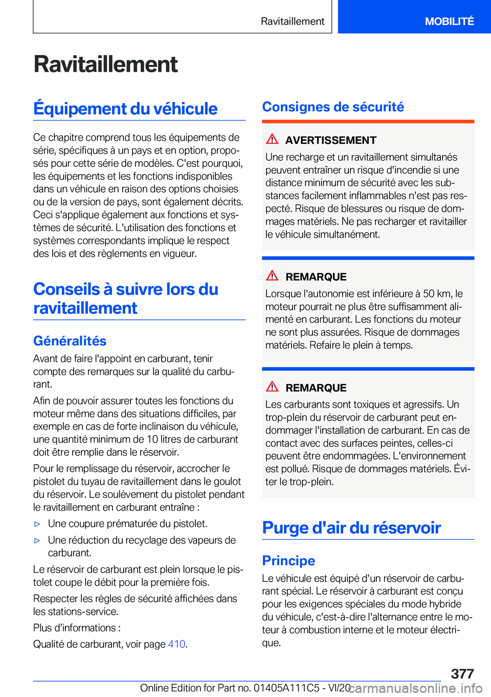 BMW 3 SERIES SEDAN PLUG-IN HYBRID 2021  Notices Demploi (in French) �R�a�v�i�t�a�i�l�l�e�m�e�n�t�