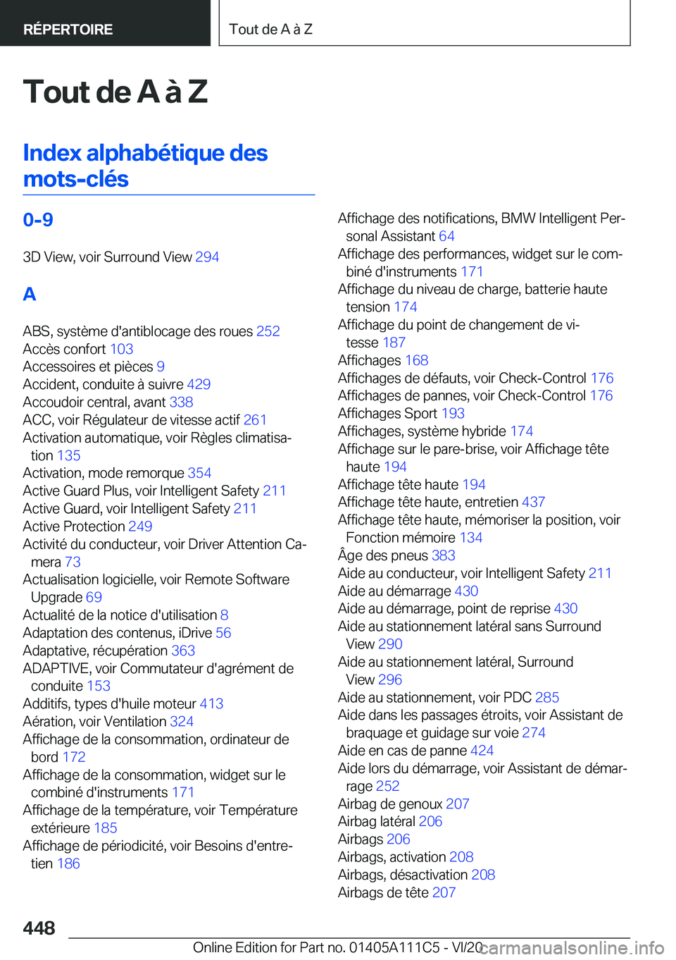 BMW 3 SERIES SEDAN PLUG-IN HYBRID 2021  Notices Demploi (in French) �T�o�u�t��d�e��A��