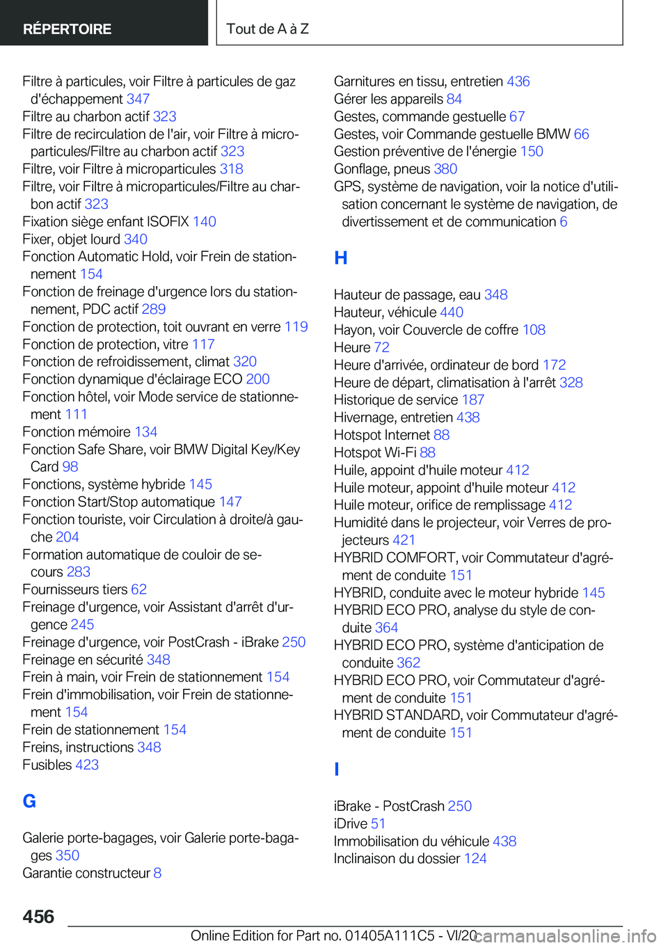BMW 3 SERIES SEDAN PLUG-IN HYBRID 2021  Notices Demploi (in French) �F�i�l�t�r�e��
