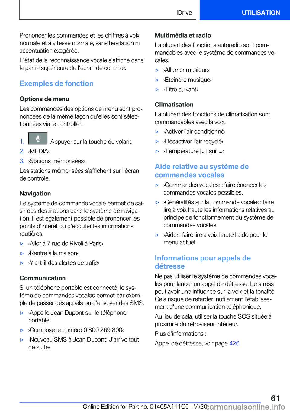 BMW 3 SERIES SEDAN PLUG-IN HYBRID 2021  Notices Demploi (in French) �P�r�o�n�o�n�c�e�r��l�e�s��c�o�m�m�a�n�d�e�s��e�t��l�e�s��c�h�i�f�f�r�e�s��