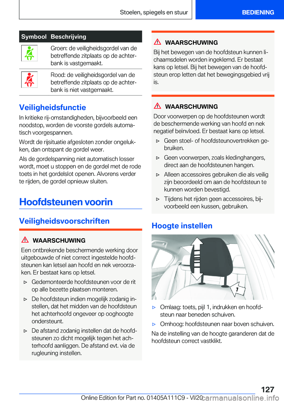BMW 3 SERIES SEDAN PLUG-IN HYBRID 2021  Instructieboekjes (in Dutch) �S�y�m�b�o�o�l�B�e�s�c�h�r�i�j�v�i�n�g�G�r�o�e�n�:��d�e��v�e�i�l�i�g�h�e�i�d�s�g�o�r�d�e�l��v�a�n��d�e
�b�e�t�r�e�f�f�e�n�d�e��z�i�t�p�l�a�a�t�s��o�p��d�e��a�c�h�t�e�rj
�b�a�n�k��i�s��v�a�s