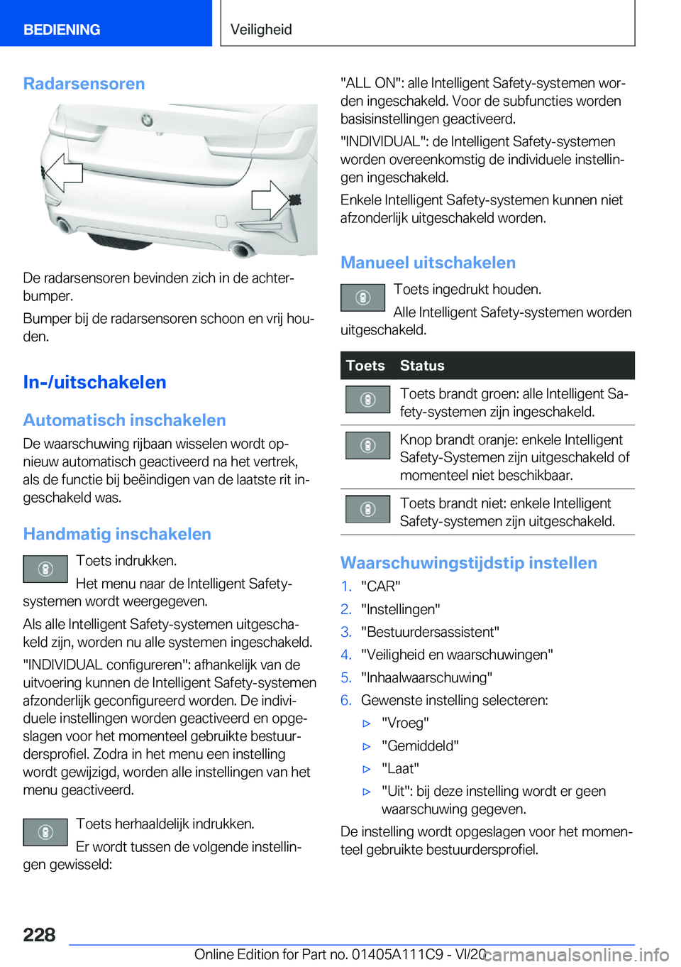 BMW 3 SERIES SEDAN PLUG-IN HYBRID 2021  Instructieboekjes (in Dutch) �R�a�d�a�r�s�e�n�s�o�r�e�n
�D�e��r�a�d�a�r�s�e�n�s�o�r�e�n��b�e�v�i�n�d�e�n��z�i�c�h��i�n��d�e��a�c�h�t�e�rj�b�u�m�p�e�r�.
�B�u�m�p�e�r��b�i�j��d�e��r�a�d�a�r�s�e�n�s�o�r�e�n��s�c�h�o�o�n�