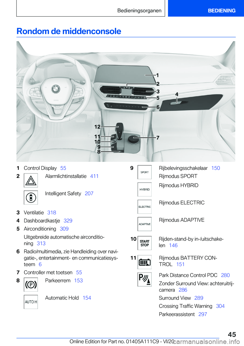 BMW 3 SERIES SEDAN PLUG-IN HYBRID 2021  Instructieboekjes (in Dutch) �R�o�n�d�o�m��d�e��m�i�d�d�e�n�c�o�n�s�o�l�e�1�C�o�n�t�r�o�l��D�i�s�p�l�a�y\_�5�5�2�A�l�a�r�m�l�i�c�h�t�i�n�s�t�a�l�l�a�t�i�e\_ �4�1�1�I�n�t�e�l�l�i�g�e�n�t��S�a�f�e�t�y\_�2�0�7�3�V�e�n�t�i�