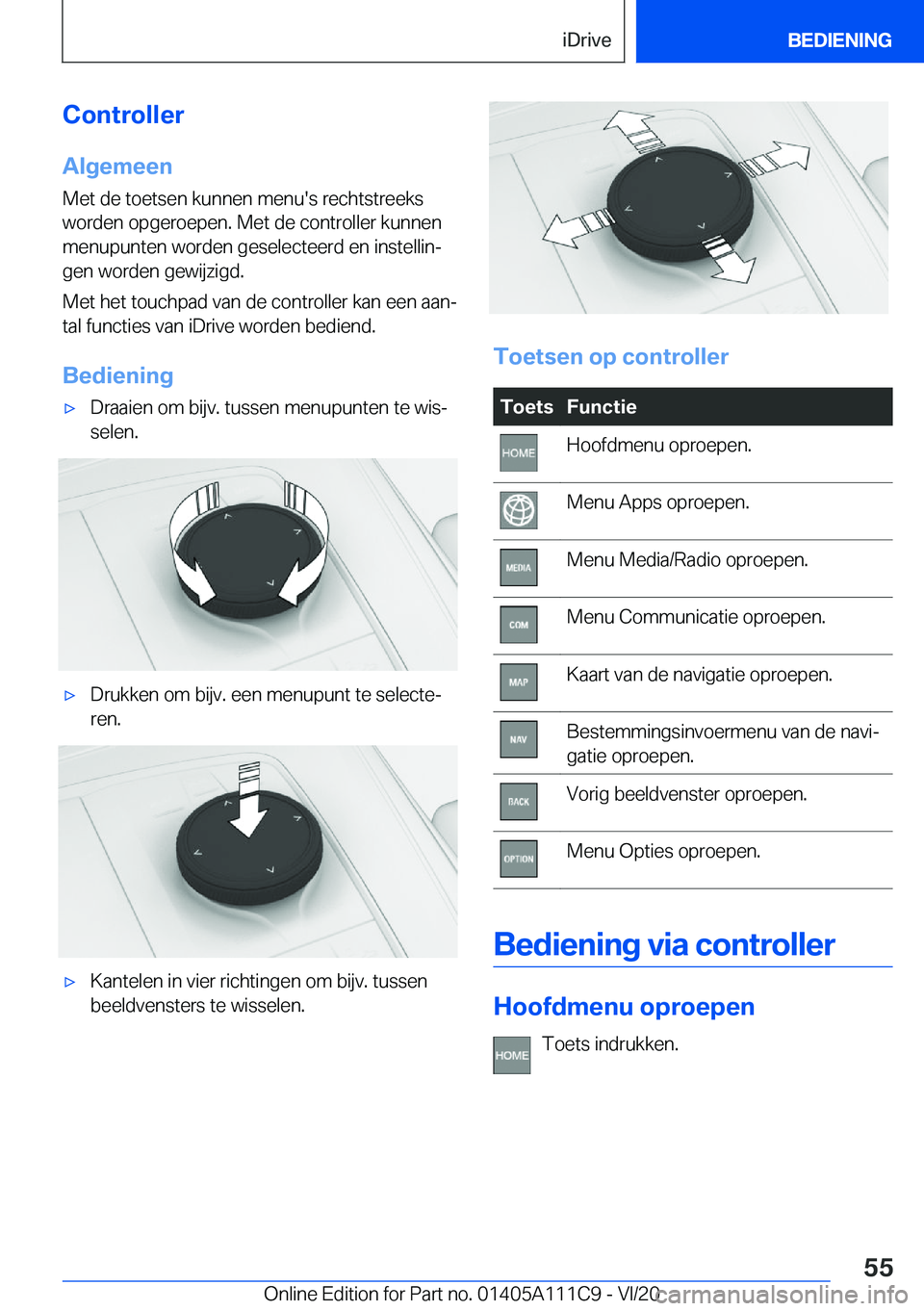 BMW 3 SERIES SEDAN PLUG-IN HYBRID 2021  Instructieboekjes (in Dutch) �C�o�n�t�r�o�l�l�e�r�A�l�g�e�m�e�e�n
�M�e�t��d�e��t�o�e�t�s�e�n��k�u�n�n�e�n��m�e�n�u�'�s��r�e�c�h�t�s�t�r�e�e�k�s
�w�o�r�d�e�n��o�p�g�e�r�o�e�p�e�n�.��M�e�t��d�e��c�o�n�t�r�o�l�l�e�r��k
