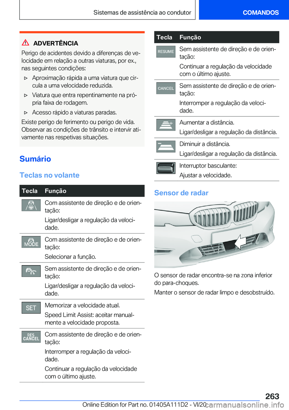 BMW 3 SERIES SEDAN PLUG-IN HYBRID 2021  Manual do condutor (in Portuguese) �A�D�V�E�R�T�Ê�N�C�I�A
�P�e�r�i�g�o��d�e��a�c�i�d�e�n�t�e�s��d�e�v�i�d�o��a��d�i�f�e�r�e�n�