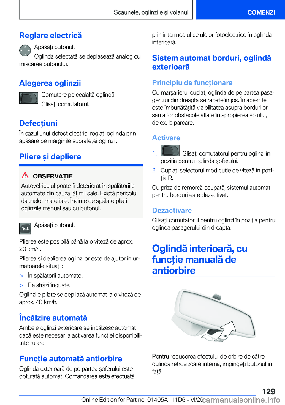 BMW 3 SERIES SEDAN PLUG-IN HYBRID 2021  Ghiduri De Utilizare (in Romanian) �R�e�g�l�a�r�e��e�l�e�c�t�r�i�c�