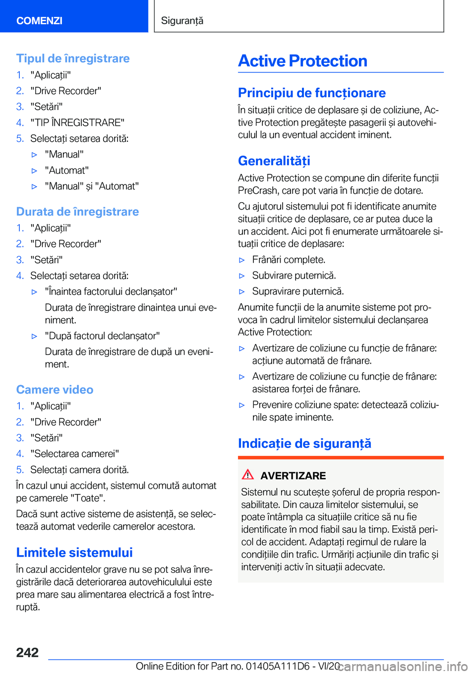 BMW 3 SERIES SEDAN PLUG-IN HYBRID 2021  Ghiduri De Utilizare (in Romanian) �T�i�p�u�l��d�e��